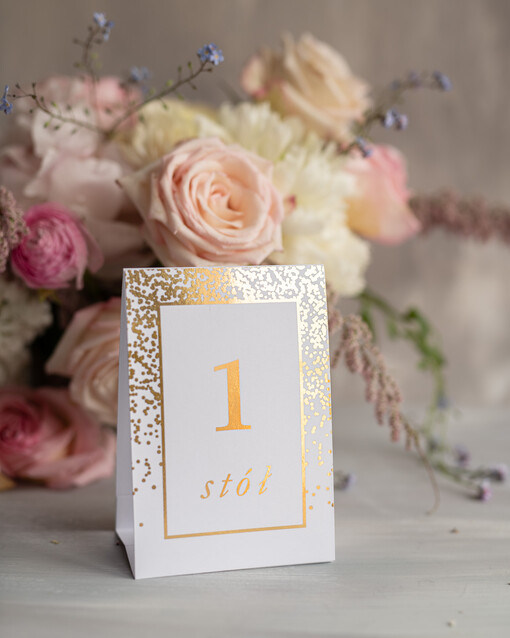  Glamour numery na stoły weselne, złote złocone eleganckie i klasyczne