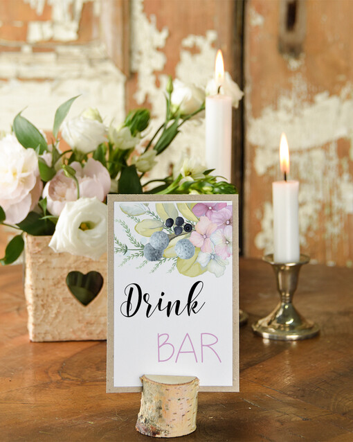  Otwarte jednokartkowe numery na stół gości weselnych, usadzenie gości klasyczne