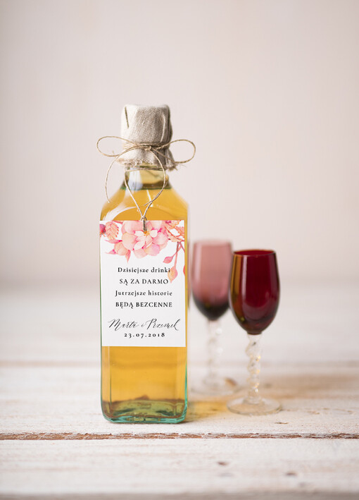  botaniczne podróżnicze  etykiety na butelki weselne, botaniczne tekst dowolny