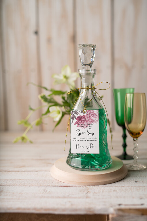  botaniczne podróżnicze  etykieta na wódkę weselną, boho dowolny tekst