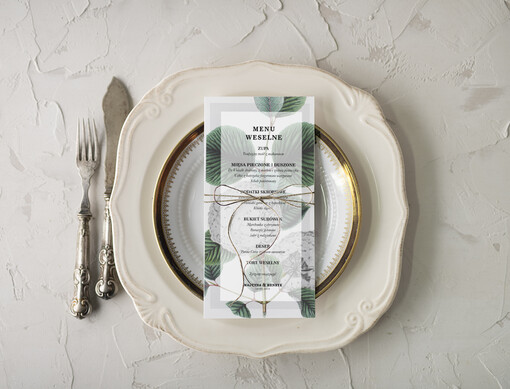  botaniczne podróżnicze  karta dań weselnych menu weselne plan podawania posiłków, botaniczne z waszą treścią
