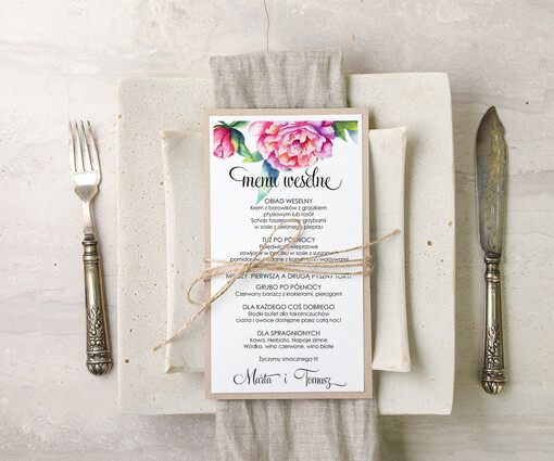  botaniczne podróżnicze  menu weselne plan podawania posiłków na weselu, eleganckie na klasyczne wesele