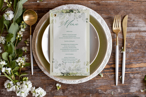  botaniczne podróżnicze  ślubne menu karta potraw weselnych, botaniczne z dowolną treścia