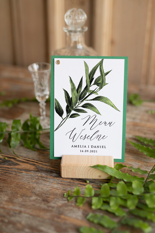  botaniczne podróżnicze  weselne menu karta potraw weselnych wasz tekst gałązka oliwna 