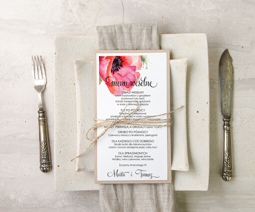 akwarele weselne menu karta potraw weselnych, akwarelki dowolna tresc