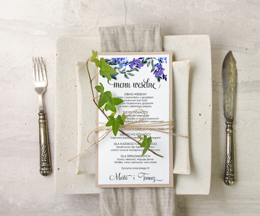  akwarele menu weselne na stół karta dań weselnych, malowane akwarele wasza tresc