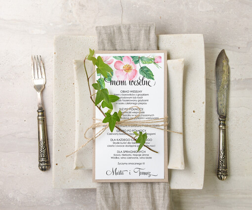  akwarele menu weselne plan podawania posiłków na weselu, malowane akwarele wasza tresc
