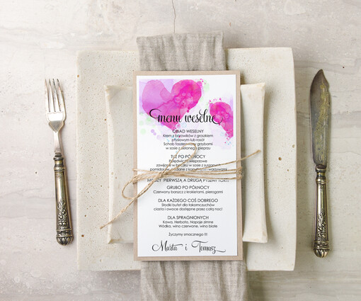  akwarele karta dań weselnych menu weselne plan podawania posiłków, eleganckie z wasza treścia