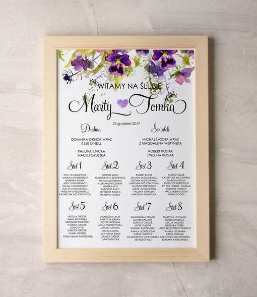  Plakaty Akwarele plansza ślubna plan stołów weselnych, akwarelowe wybierz swoj rozmiar