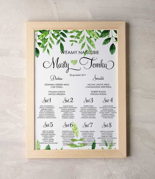  Plakaty Akwarele planer ślubny plan usadzenia gości na weselu, akwarelowe wybierz swoj rozmiar