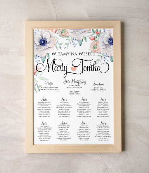  Plakaty botaniczne podróżnicze planer ślubny plan usadzenia gości na weselu, rozmiary do wyboru