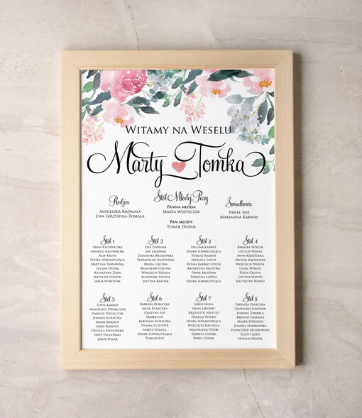  Plakaty botaniczne podróżnicze plansza powitanie gości i plan stołów w jednym, rozmiary do wyboru