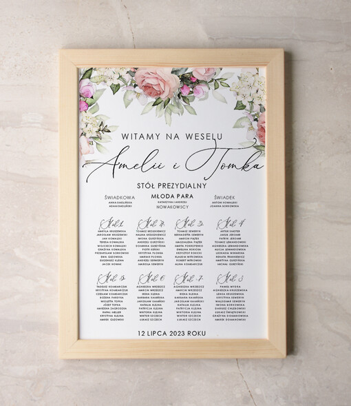  Plakaty botaniczne podróżnicze plan stołów na wesele tablica z rozmieszczeniem gości, wybierz swoj wymiar w stylu rustykalnym