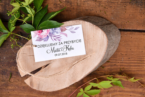  Zawieszki bileciki do prezentów podziekowania dla gosci weselnych, zawieszki z waszymi imionami