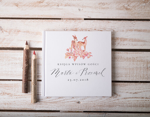  botaniczne oryginalna księga gości na wesele, rustykalna z waszymi imionami