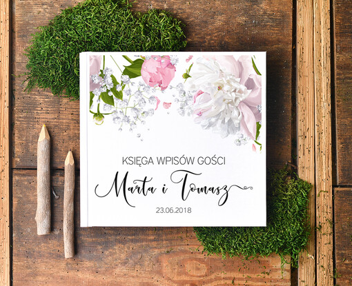  botaniczne pamiątka ślubu i księga gości weselnych w jednym, w stylu boho wasze imiona i data
