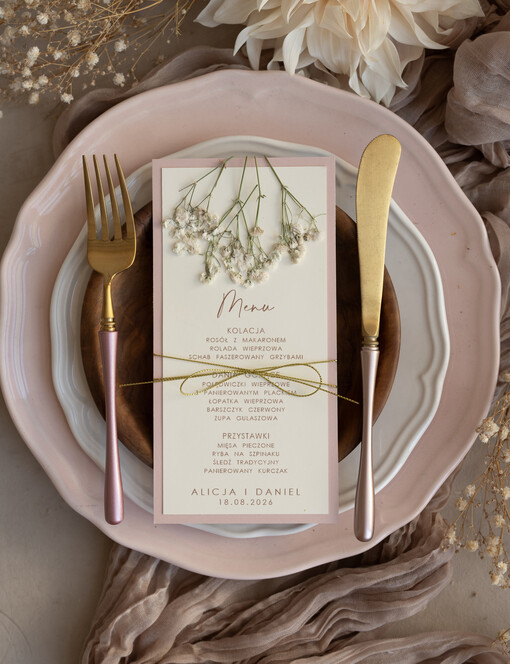  rustykalne eleganckie menu weselne karta dań weselnych, rustykalne delikatne menu na stół weselny 