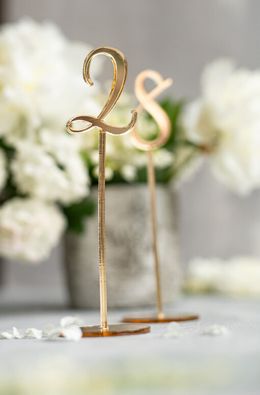  Akryl złote piękne numerki na stół weselny złota błyszcząca plexi, złote numerki na stoly weselne