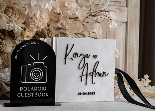  welurowe album ślubny do wpisów gości weslnych, na fotki z instaxa i fotobudki