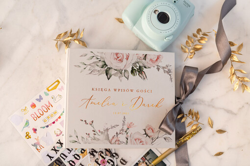 welurowe weselna księga wpisów gości złote litery album na zdjęcia z instaxa lub fotobudki 
