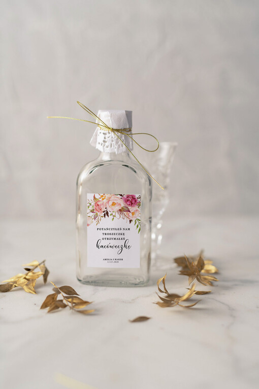  Butelki personalizowane podziękowania dla gości weselnych, male butelki piersiówki