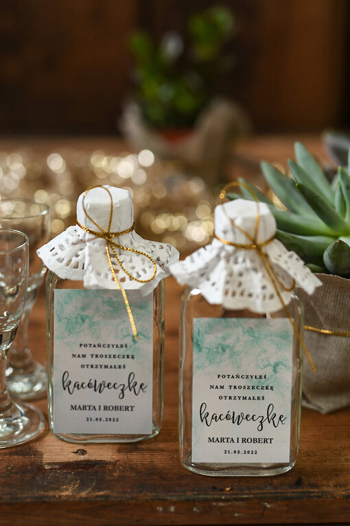  Butelki podziękowanie dla gości weselnych, piersiówki z personalizacją