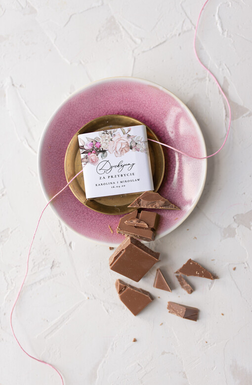  Czekoladki podziękowania prezenciki dla gości weselnych, czekoladka mleczna