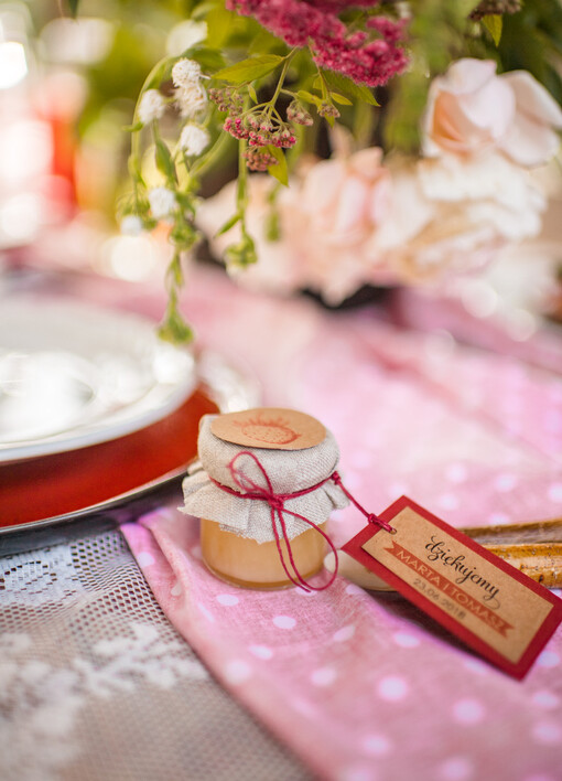  Miody i słoiczki Nutella ślubne podziękowania dla gości słodkości od Państwa Młodych miodki w słoiczkach  