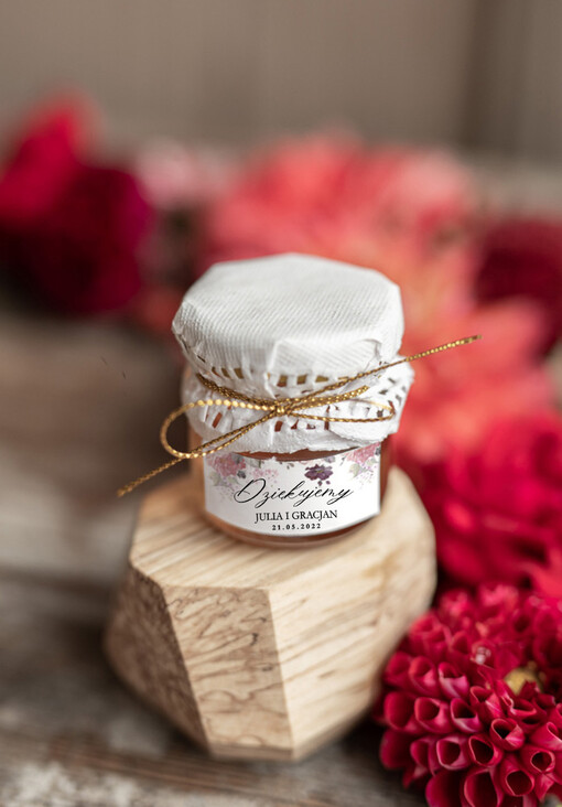  Miody i słoiczki Nutella podziękowania dla gości prezenty ślubne dla gości weselnych  male sloiczki z miodem    