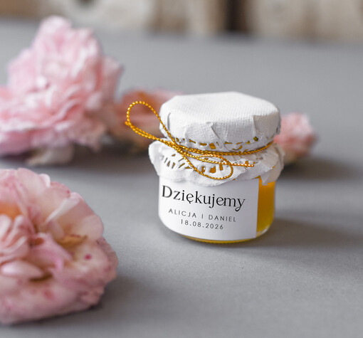  Miody i słoiczki Nutella podziękowanie dla gości weselnych, mini słoiczek z miodem, prezent dla gości weselnych słoiczek miodu, pomysł na podziękowania dla gości na weselu