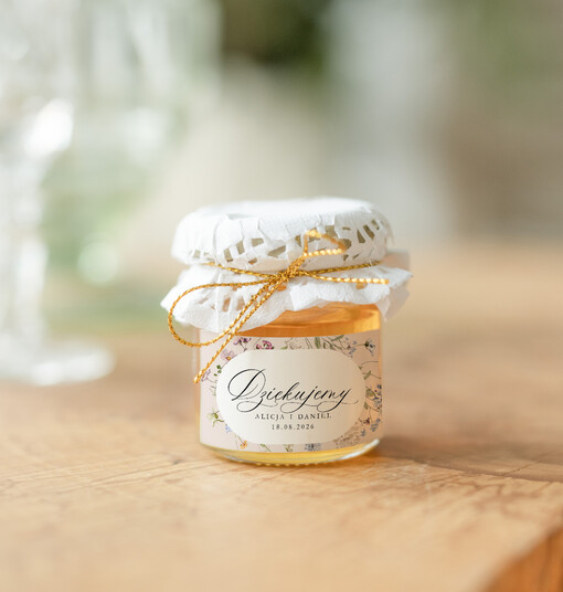  Miody i słoiczki Nutella podziękowanie dla gości weselnych, mini słoiczek z miodem, prezent dla gości weselnych słoiczek miodu, pomysł na podziękowania dla gości na weselu