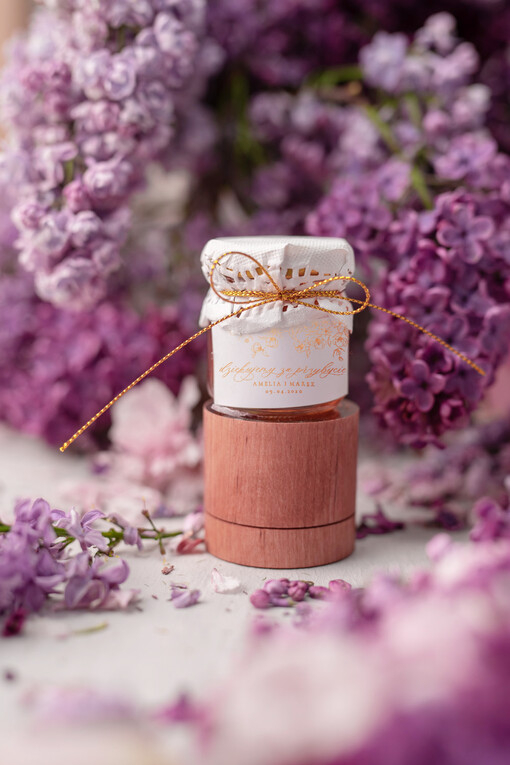  Miody i słoiczki Nutella prezenciki dla gości weselnych słodki upominek sprawiający przyjemność miód w słoiku  