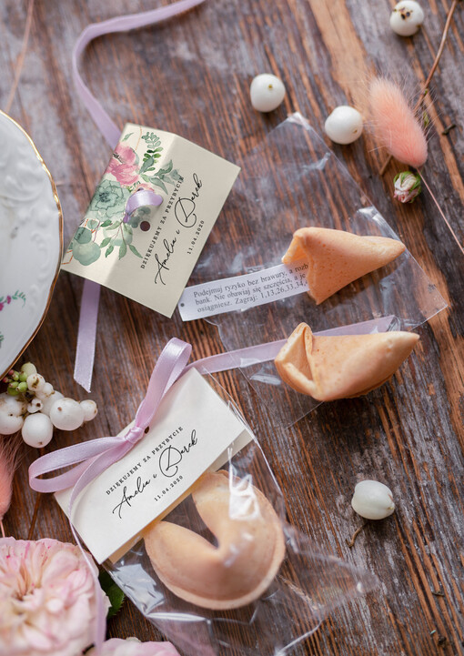  Ciasteczka z wróżbą prezenty dla gości na weselu, chińskie ciastko z wróżbą