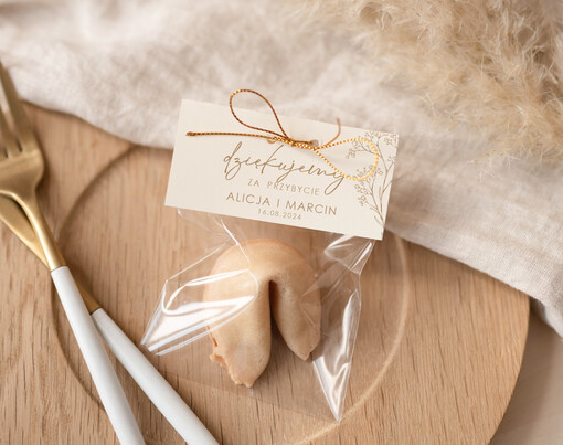  Ciasteczka z wróżbą Podziękowania dla Gości ciasteczka z wróżbą, podarunki ślubne dla gości weselnych, ciastko z dedykacja i wrozba