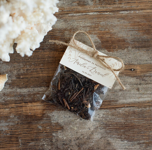  Saszetki podarunki dla gości weselnych  torebeczka z kawą lub herbatką    