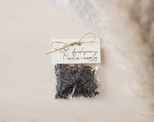  Saszetki prezenty dla gości weselnych, piękne podziękowania dla gości, mini herbatka z dedykacją, podziękowania dla gości kawa lub herbata 