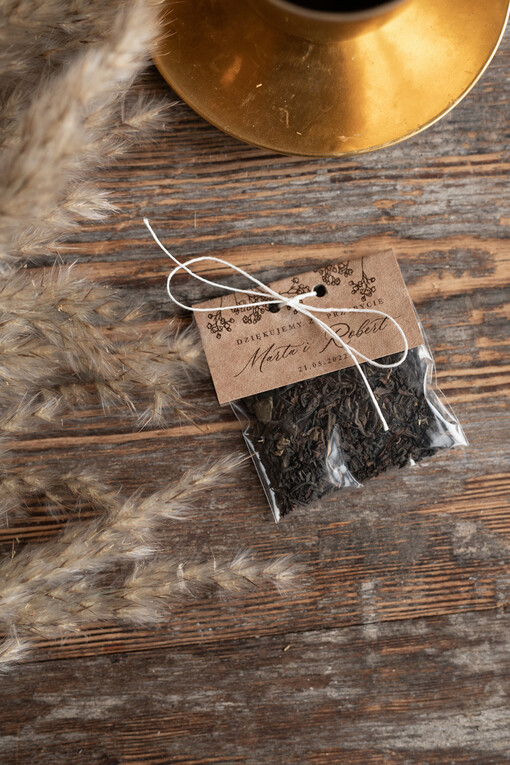  Saszetki podziękowania dla gości saszetka z herbatą lub kawą  