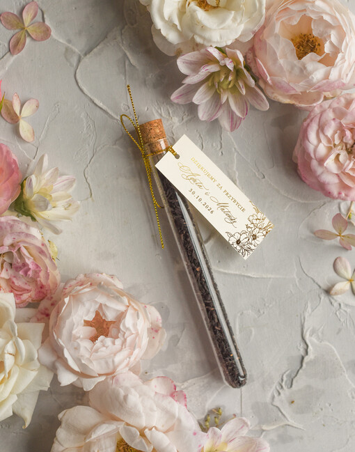  Fiolki ślubne upominki dla gości weselnych, pomysłowe saszetki kawa, piękne fiolki na herbatę