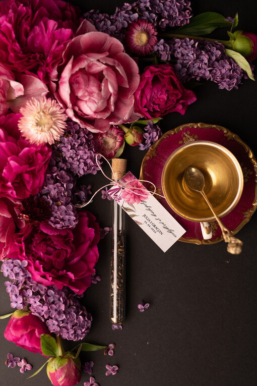  Fiolki podziękowania gościom weselnym personalizowane podziękowania dla gości szklana fiolka z herbatką    