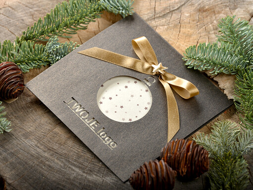  laserowe biznesowe kartki świąteczne z logo, perłowe kartki wycinane laserowo