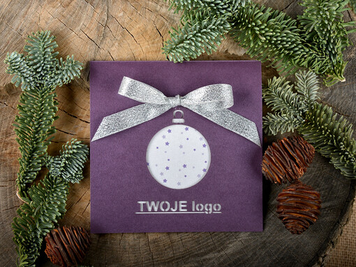  laserowe kartki świąteczne dla firm z logo, wycinane kartki świąteczne ze wstążką