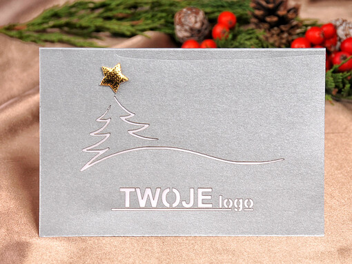  laserowe biznesowe kartki świąteczne z logo, perłowe kartki wycinane laserowo