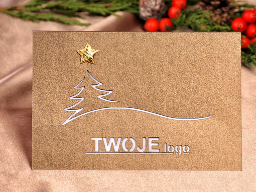  laserowe firmowe kartki swiateczne z logo, perłowe kartki wycinane laserowo