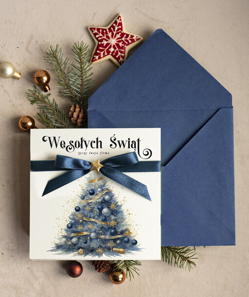  Kokardki  bożonarodzeniowe kartki swiateczne z logo firmy, firmowa biznesowa kartka świąteczna, eleganckie kartki świateczne z kokardką dla firm