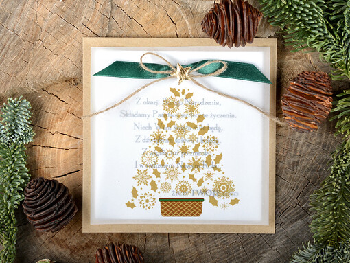  retro kartki swiateczne z logo twojej firmy, eco brąz z kalką