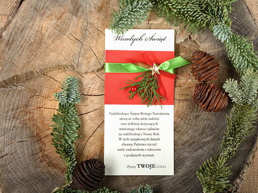  natural kartka swiateczna z twoim logo, naturalne z koronką