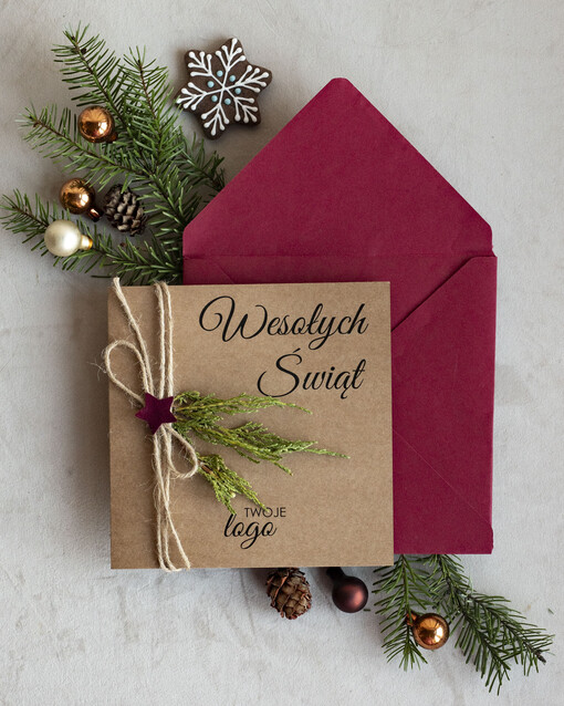  natural kartka świąteczna dla firmy z logo naturalne kartki świąteczne z logo firmy naturalna ekologiczna biznesowa kartka bozonarodzeniowa, kartki dla firm