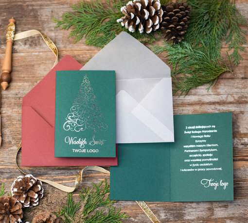  złocone złote kartki świąteczne z logo twojej firmy, złocone karnety świąteczne złote mieniące się napisy