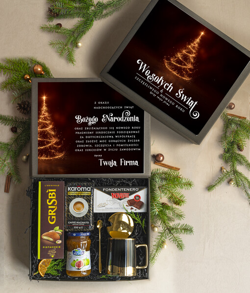  kubki, filiżanki, kubki termiczne Włoski kosz prezentowy premium z filiżanką dla firm, prezent biznesowy włoskie smaki, upominki na święta dla pracowników Gusto Italiano