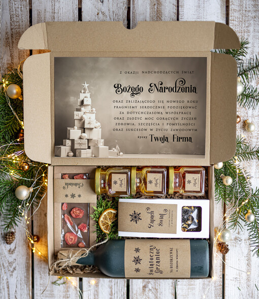  zestawy na rozgrzewkę Oryginalne prezenty świąteczne dla pracowników z grzańcem prezent bożonarodzeniowy z logo prezent świąteczny dla  klientów biznesowych, świąteczne zestawy 